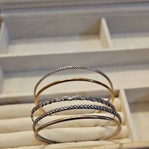 Five Piece Sterling Silver Bangle Bracelet Set